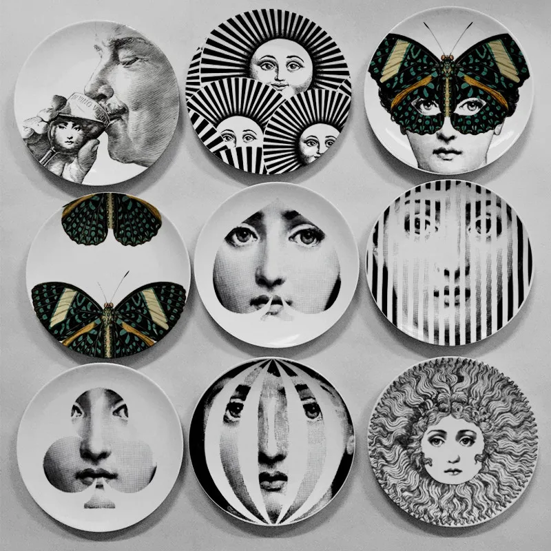 Fornasetti тарелка, подвесное блюдо, итальянский дизайн, декоративная подвесная тарелка для дома, европейский стиль, фруктовые тарелки Fornasetti блюдо