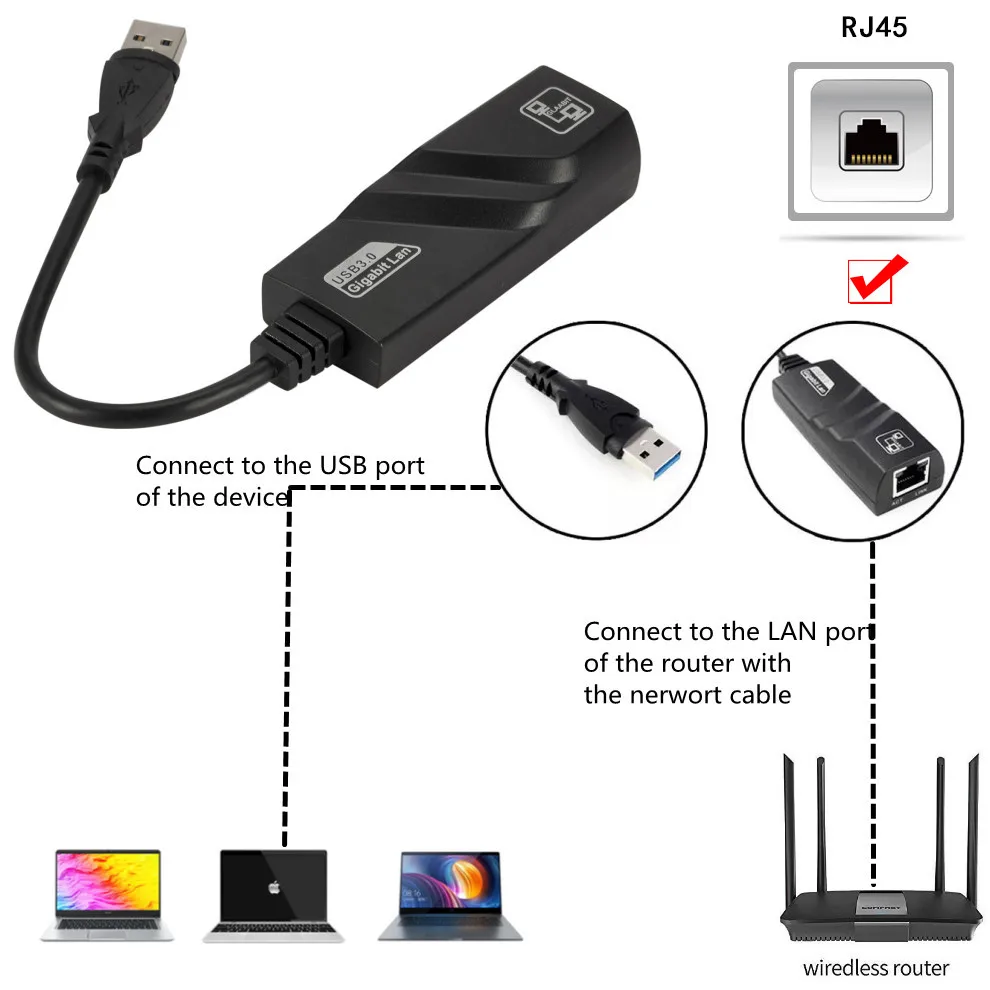 Ethernet-адаптер LccKaa USB 3 0 сетевая карта к RJ45 Lan гигабитный Интернет для компьютера
