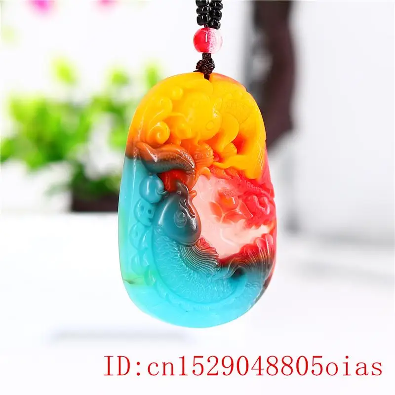 Colour Jade Carp Pendant Necklace Amulet Men Jewelry Jadeite Gifts for Natural Fashion Carved Charm Women Chinese | Украшения и