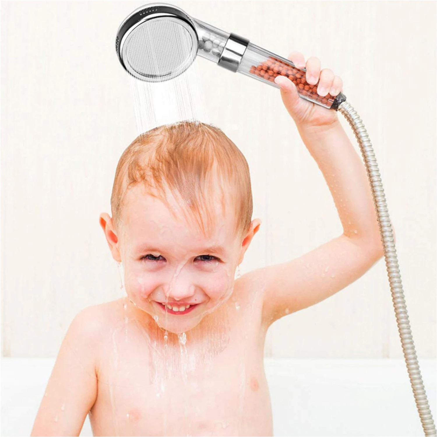 

High Pressure ShowerHead Water Saving Chlorine Fluoride Removal Hard Water Softener Stream Handheld Showerhead Bathroom