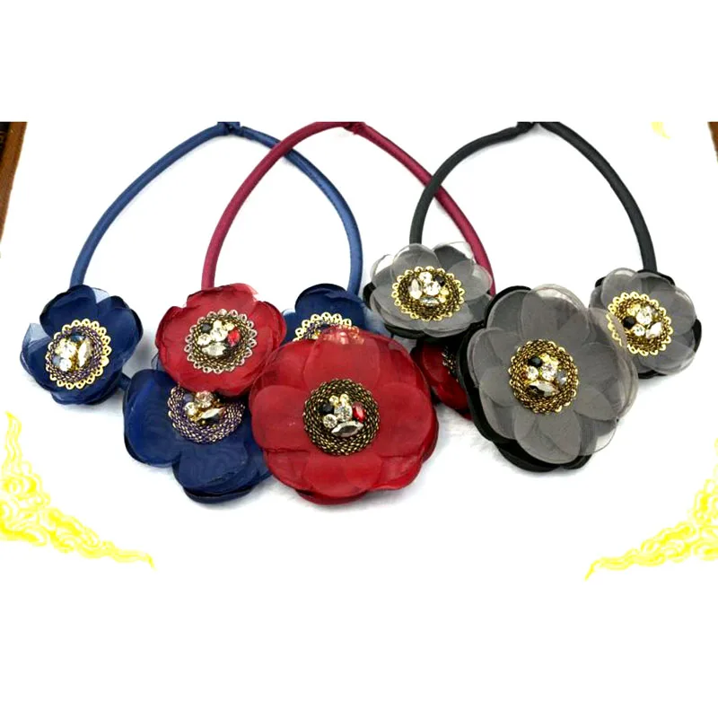 Новая ткань Torques Кристаллы Цветы бижутерия ручной работы воротник женское