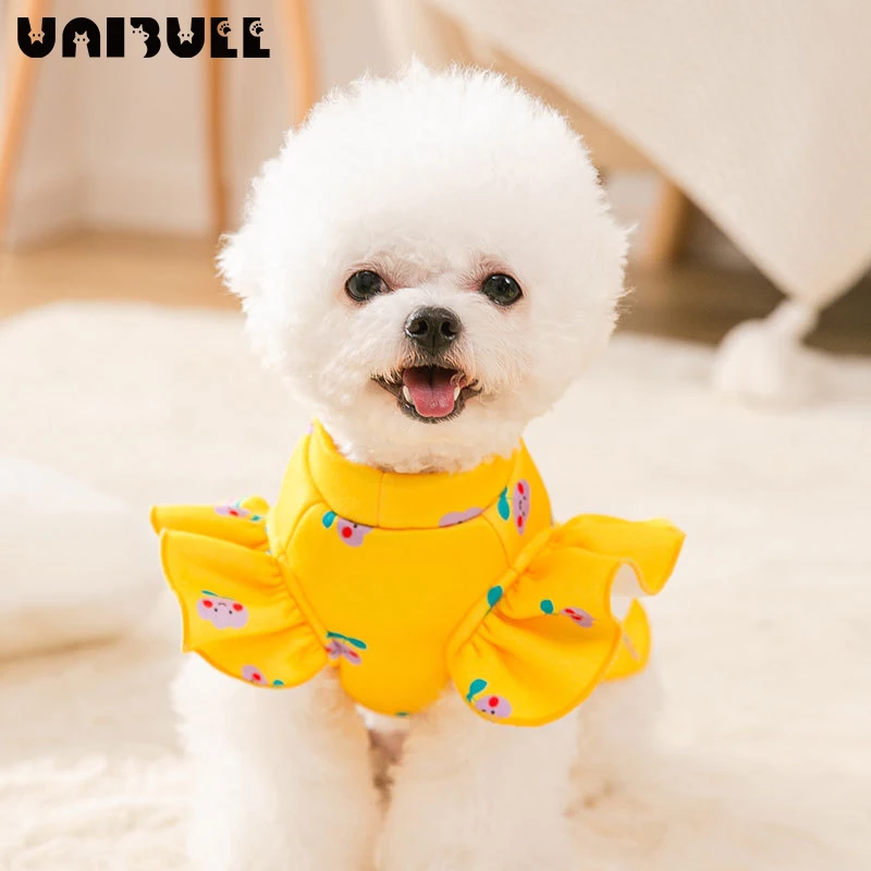 

Юбка UNIBULL с цветочным принтом для кошек, одежда для принцесс, ветрозащитная одежда для кошек, одежда для домашних животных на осень и зиму, од...