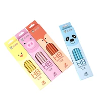 12 pcsbox cartoon animal pink panther leopard hb wooden standard pencils with erasers stationery wooden lead pencils gifts