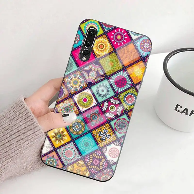 

Mandala Flower Totem Phone Case For HUAWEI P9 10 Plus 20 Pro 30 Lite Mate9 Honor 7A 8x 9 10 V10 Nove3i 5 Tempered Glass