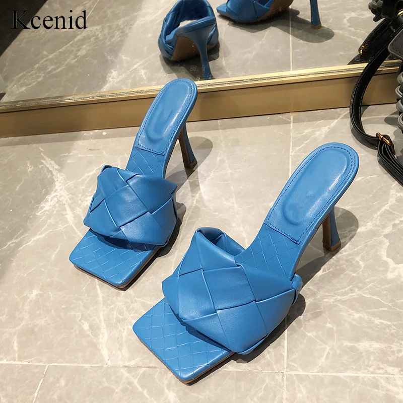 Новые Нескользящие женские шлепанцы Kcenid сандалии на тонком высоком каблуке с