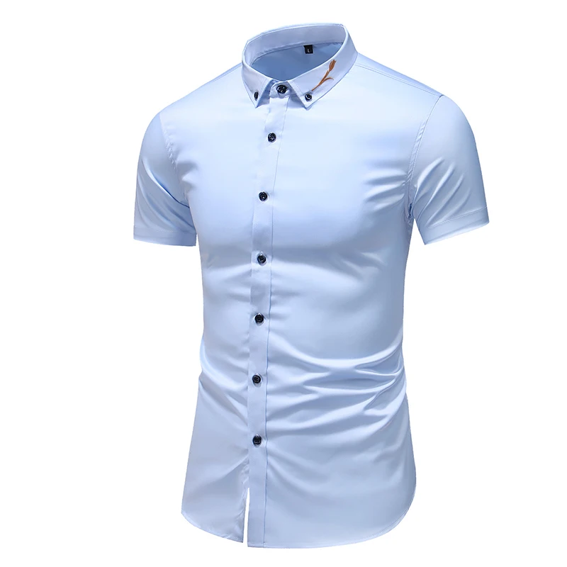 Man Solid Color  Shirt Lapel Short Sleeves Buttoned Casual Men Streetwear Suitable For Everyday Slim shirt Men Tops 5XL 6XL 7XL