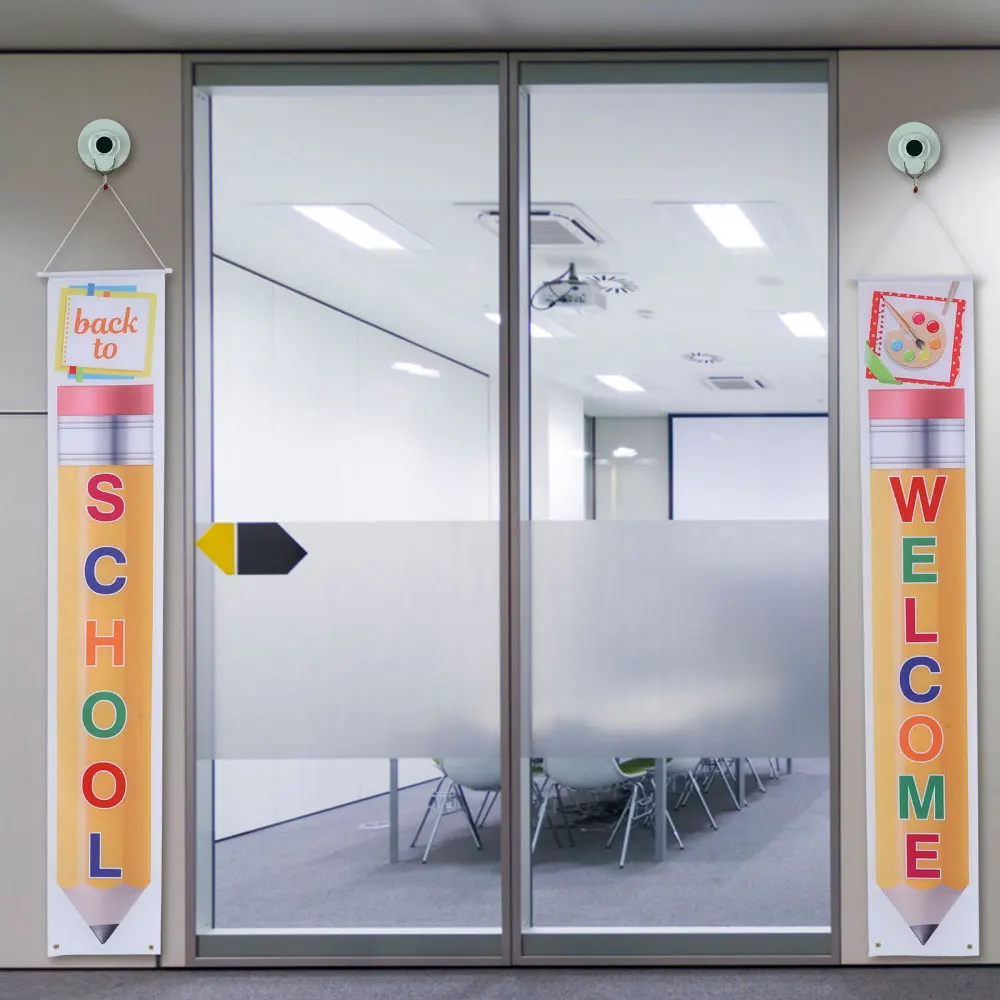 

1 Pair Back to School Hanging Fabric Banners Sign Couplets Welcome Banner