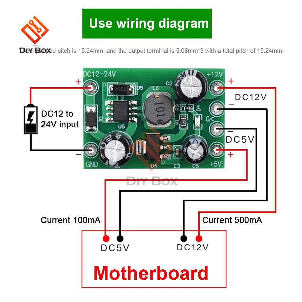 Модуль импульсного источника питания DC-DC неизолированный PCB вход 12-24 В выход 12 в 1