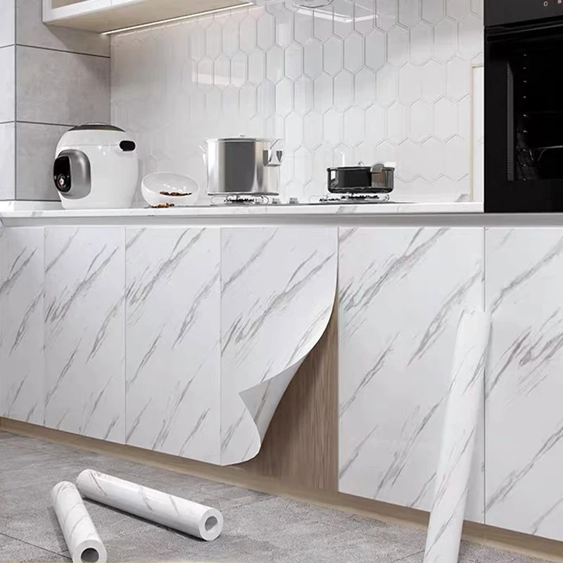 

Wokhome Marble Texture PVC Nordic Style Wallpaper, Living Room Bedroom Bathroom Self-adhesive Waterproof Wall Paper Wallpaper
