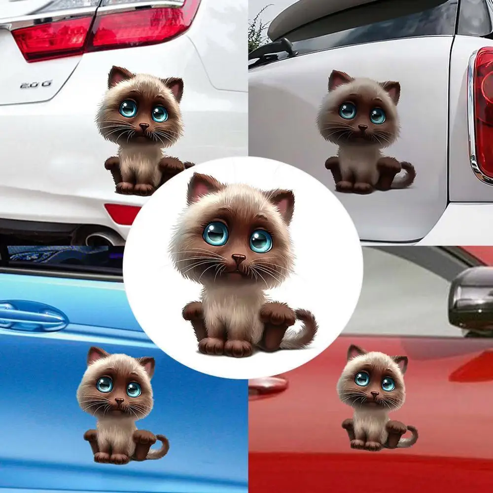 1 шт. наклейка на окно автомобиля с милым 3d изображением мультяшного кота 15*18 см и