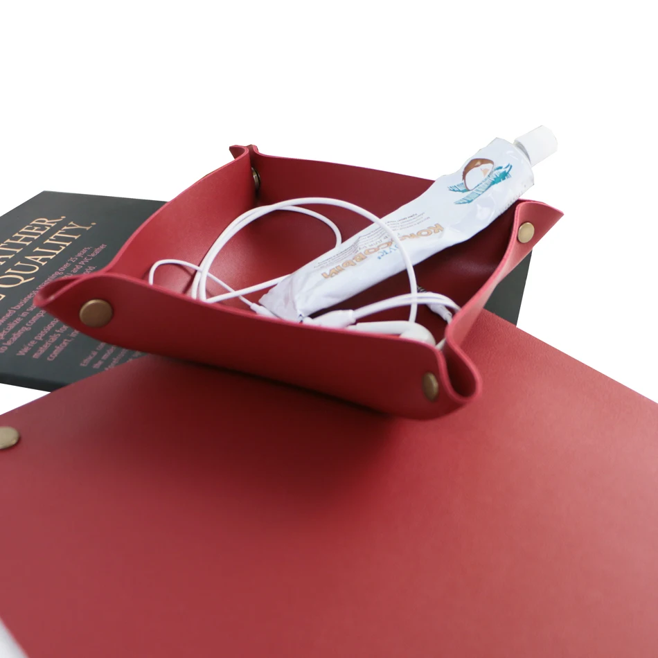 

Imitation Leather Storage Box Desktop Decor,Jewelry Key Sundries Makeup Lipstick Tray,Portable Home Organizer for Small Things