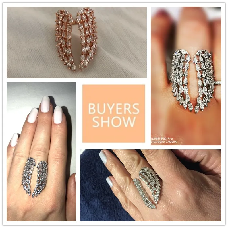 ZAKOL романтическое кольцо белого цвета с крыльями циркония модное регулируемое на