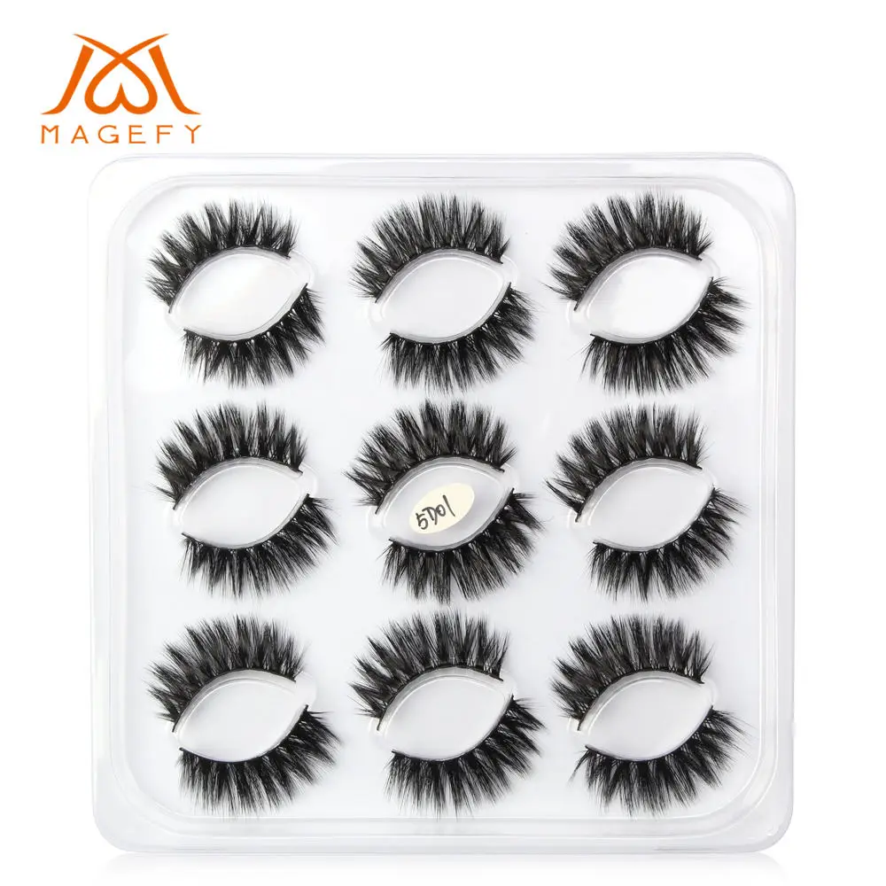 9pairs pack-5D01 5/7/9/10 пар в комплекте; 3D норковые ресницы длинные накладные ресницы в виде натуральных пышный объем тонкими поддельные клей для наращивания ресниц Макияж торговля - Цвет: 9pairs pack-5D01