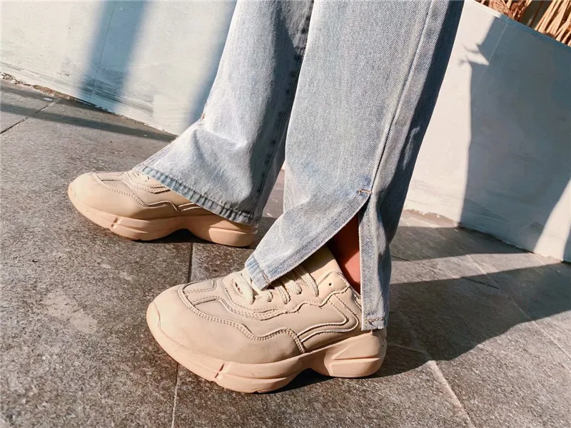 

Autumn and winter new wild cowboy wash high waist jeans women, street hole casual wide leg jeans women