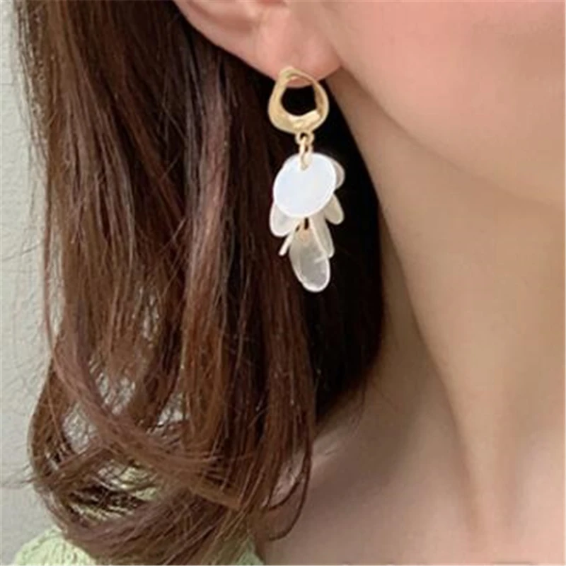 Новинка женские длинные модные серьги натуральная оболочка диски имитация