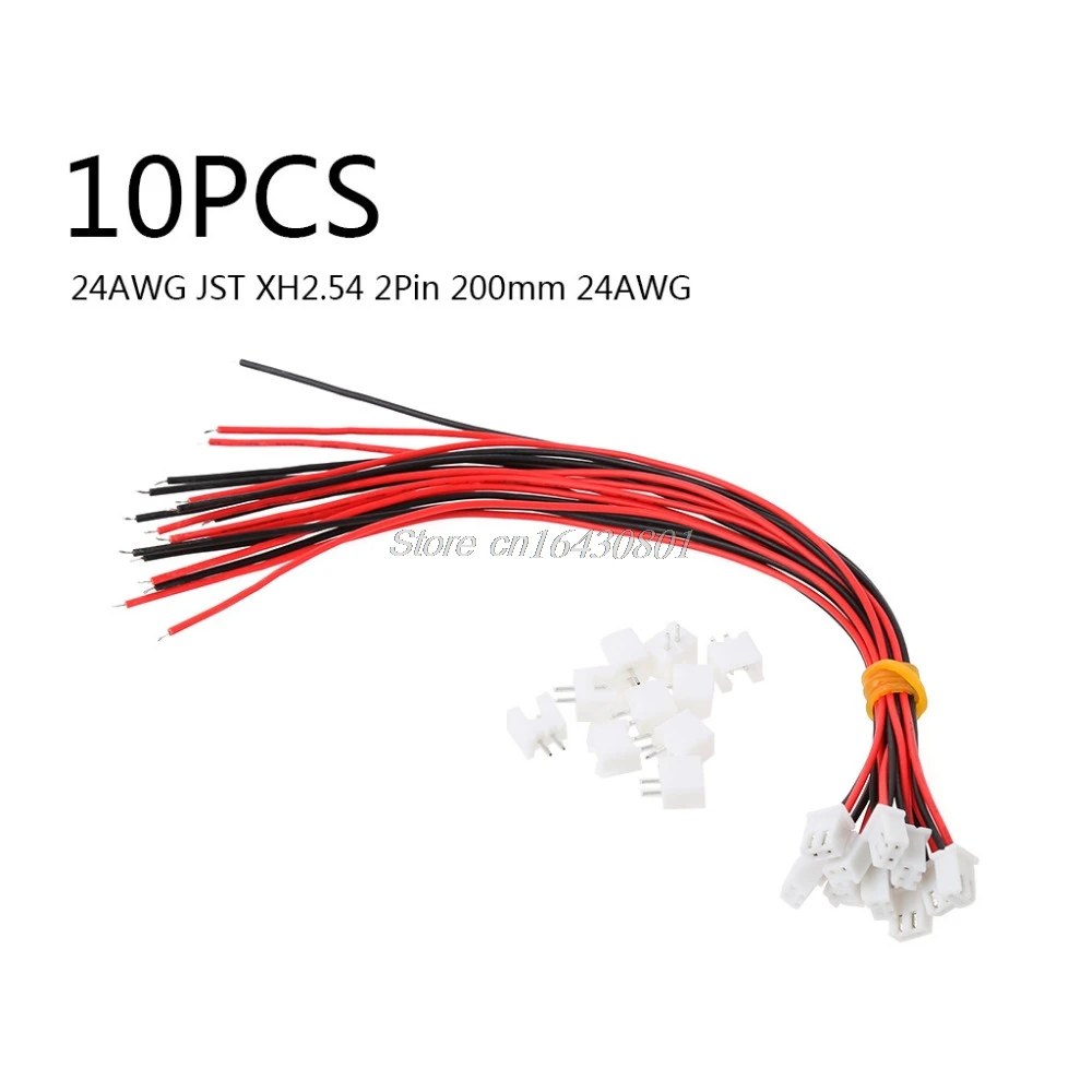 

10 Pcs/Lot 24AWG JST XH2.54 2 Pin Connector Plug Wire Cable 20cm Length New Drop shipping