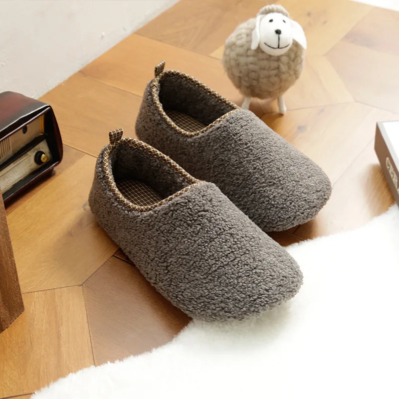 autumn 2022 new slippers breathable teddy fabric indoor women home shoes lovers house fleece slides non slip men couples outdoor free global shipping
