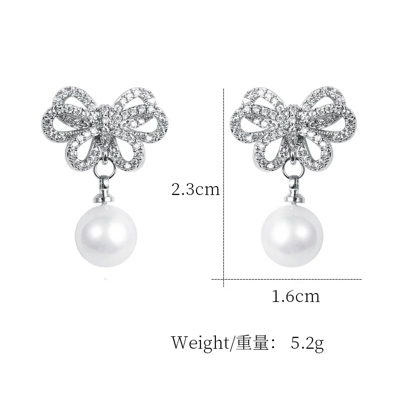 WEIMANJINGDIAN Sparkling Cubic Zirconia CZ Zircon Crystal and Shell Pearl Drop Earrings for Women or Girls | Украшения и