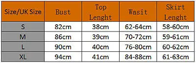 

2 pieces Solid Women Sleeveless Blouse Top and Skirt Vintage Set