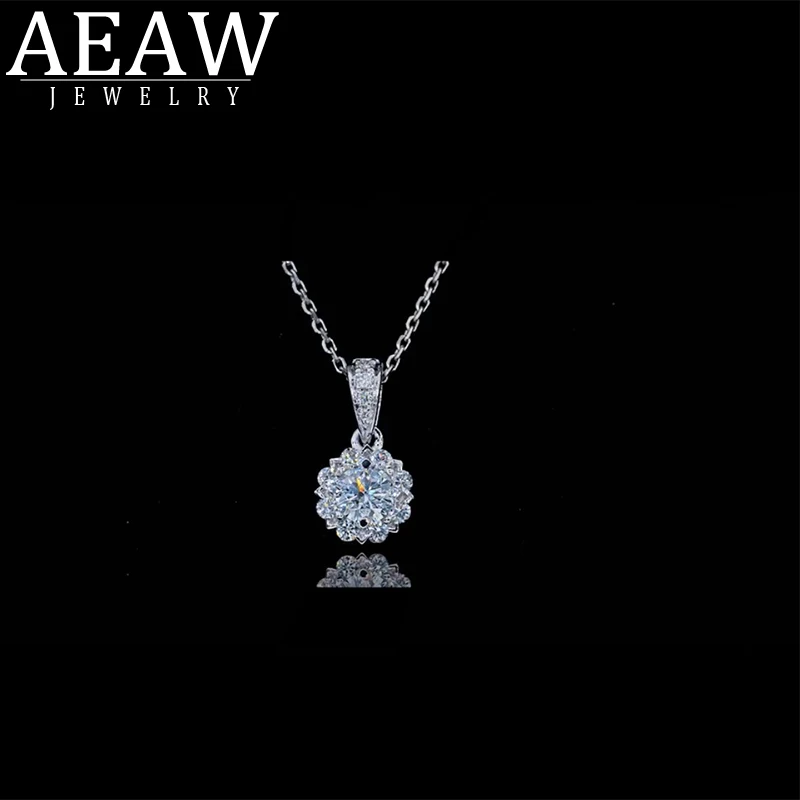 

14k White Gold 0.5ct 1.0ct 2.0ct Moissanite Diamond Necklace Female Engagement & Wedding Necklace For Women Fine Jewelry Gift