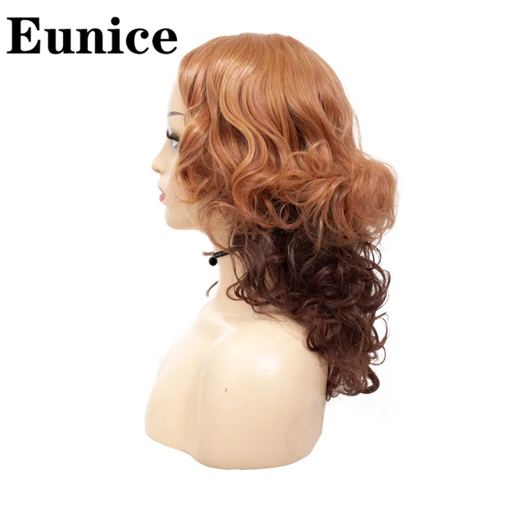 Короткие Смешанные кудрявые синтетические волосы парики для женщин коричневые