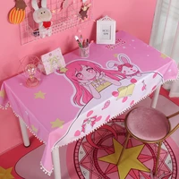 pink girls cute tablecloth decorative rectangular kitchen dining tea soft anime cartoon table cloth cover birthday party gift