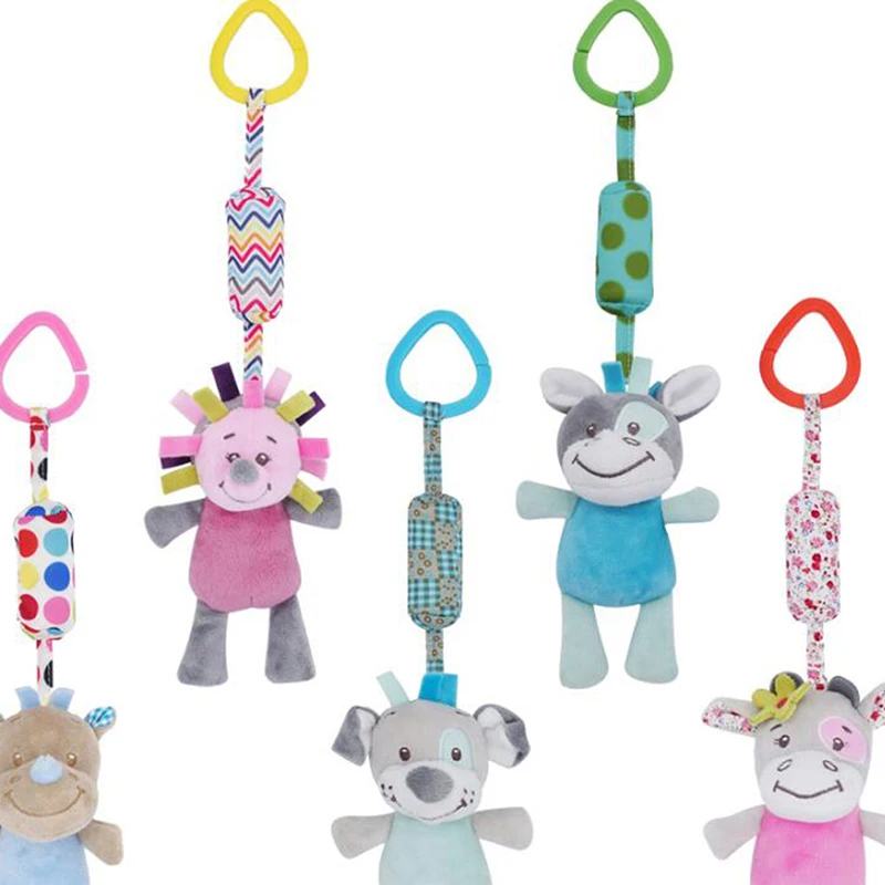 

2020 New Products Baby Stroller Plush Animal Rattle Child Toys Bed Bell Infant Stroller Hanging Educational Soft Cartoon Toy