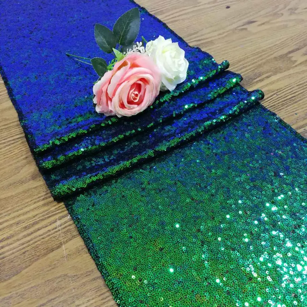 Sequin Table Runners Green Dining Runner 2 Pieces 12x108-Inch Party Wedding Decoration for Table-M1206 |