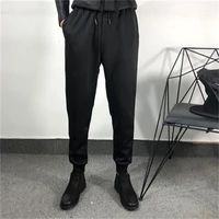 mens casual pants fall new solid color elastic waist street fashion youth fashion trend sports pencil pants