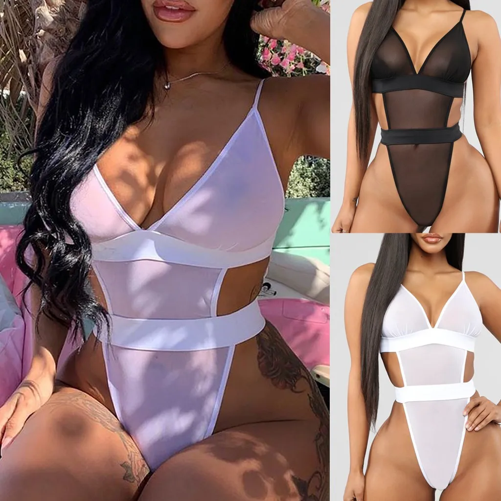 Женское нижнее белье Тедди цельный кружевной комбидресс с V-образным вырезом