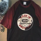 Новинка 2022, футболка из чистого хлопка с коротким рукавом в американском ретро-стиле, контрастная Футболка реглан для мужчин и женщин, верхняя одежда в гонконгском стиле Харадзюку