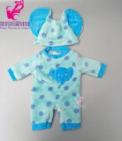 for 43cm babypoppen baby doll blue and pink elephant jumpsuit set girl doll flush outfit set