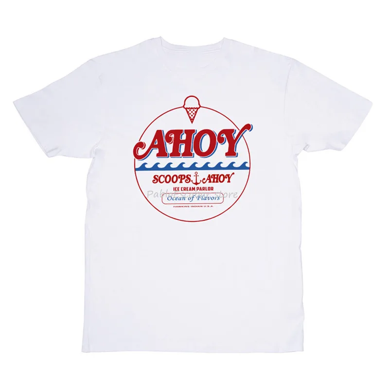 Брендовые топы европейский размер совки Ahoy мороженое салон Хокинс Индиана белая