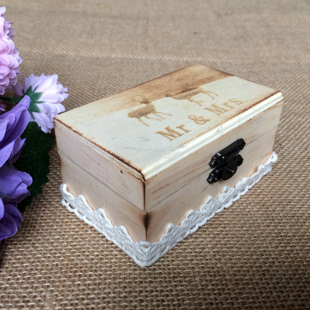 

Wedding Party Wooden Ring Bearer Box Ring Box Ring Pillow Box Lover Gift Box