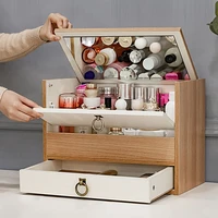 cosmetic drawer storage box makeup desktop lipstick bedroom vanity organizer perfume skincare jewelry almacenamiento wood hx50st