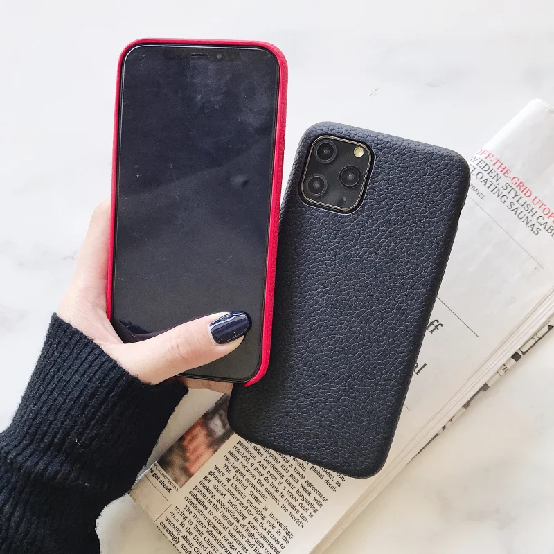 Текстурный чехол Lychee из искусственной кожи для телефона iPhone 11 pro max X XS Max XR