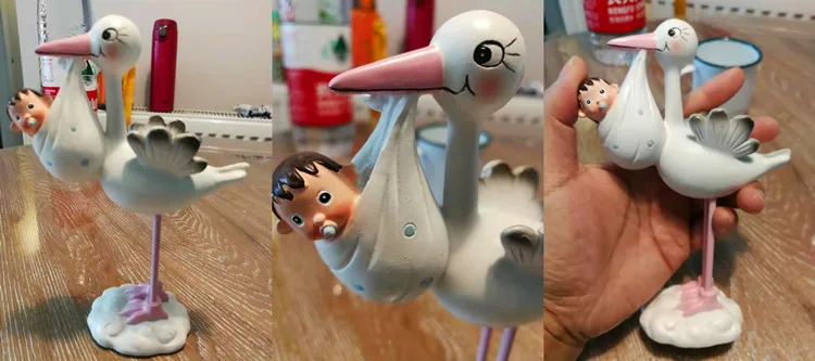 Смола Белый аист мальчик птица мультфильм Cigogne животных украшения дома аксессуары Cygogne статуэтки, миниатюры