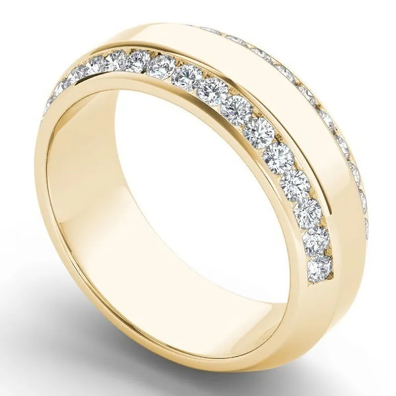 

Fashion Exquisite Gold Ring for Women Men Sparkling White Zircon Crystal Engagement Wedding Rings Stainless Steel Jewelry