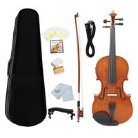 44 full size eq electric violin kit solid wood face board with violin bow case shoulder rest cable rosin strings clean cloth