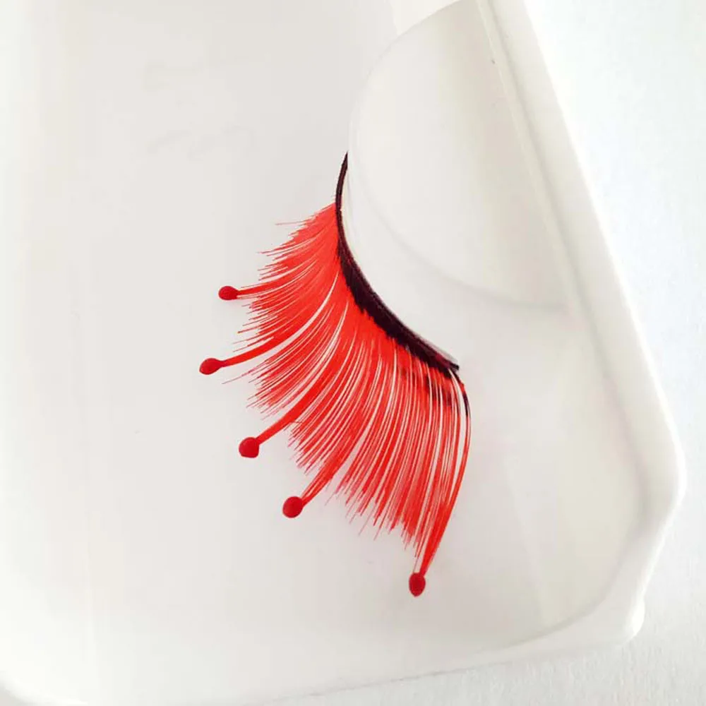 Пара женские вечерние ресницы для Хэллоуина макияжа красные венатуральные