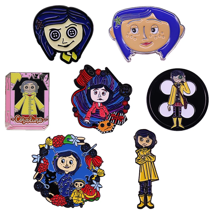 Эмалированная булавка Coraline с черной кошкой и другой M другая швейная коробка