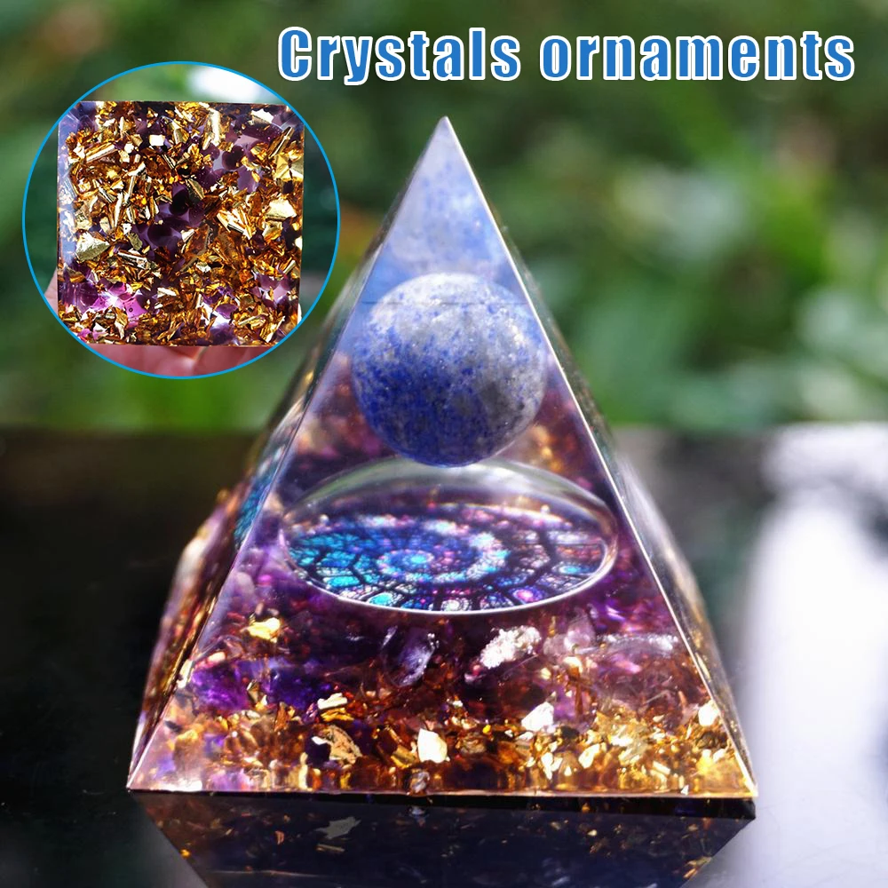 

Lapis Lazuli Crystal Sphere Orgone Пирамида природная Amethys Пирамида настольная орнамент генератор положительной энергии домашний декор LBE