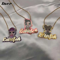 luer acrylic name necklacepersonalized nameplates custom character cartoon name women kids gifts fashion jewelry dropshipping
