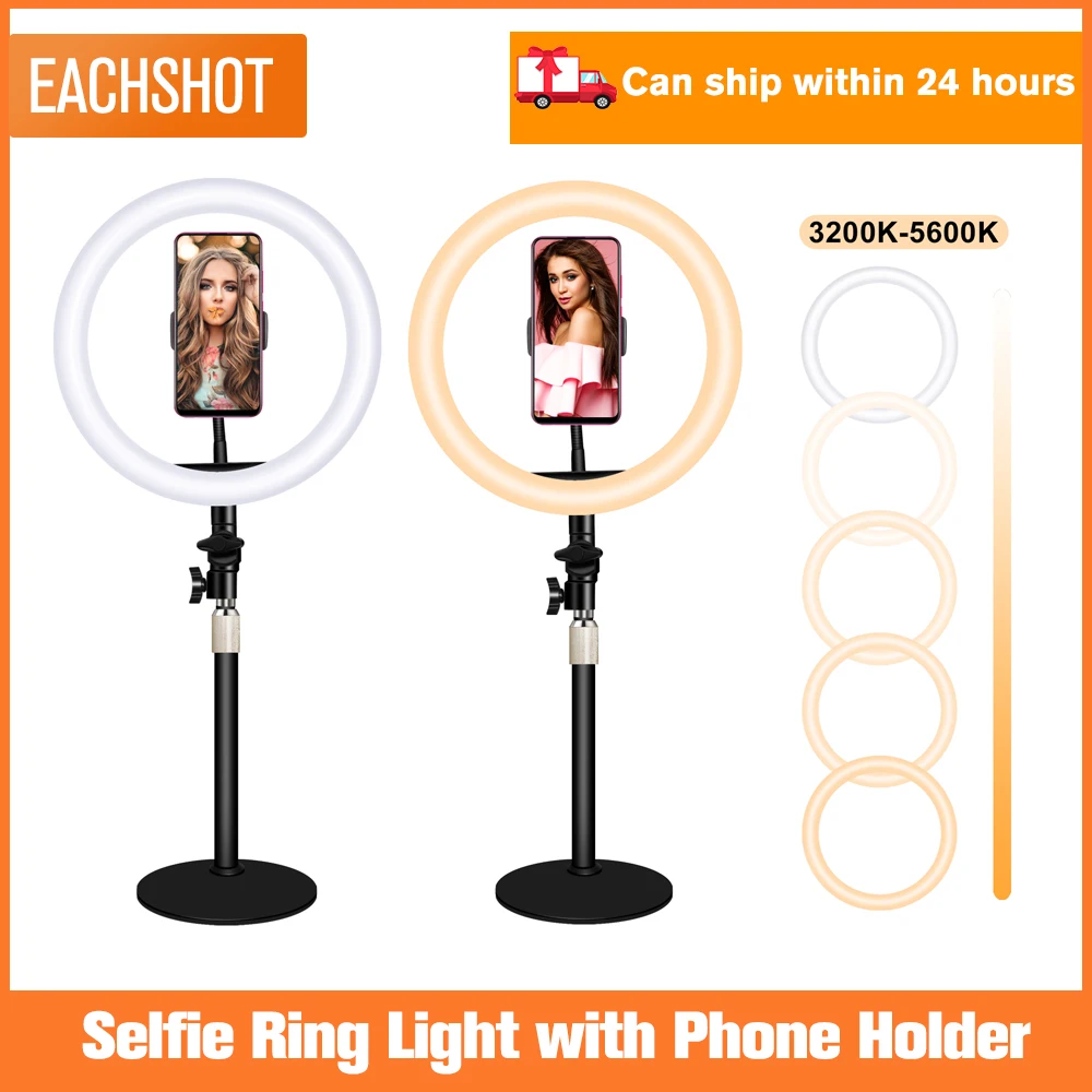 

10" Selfie Ring Light for Live Stream/Makeup, Mini Led Camera Ringlight for YouTube Video/Photography, for iPhone/Android