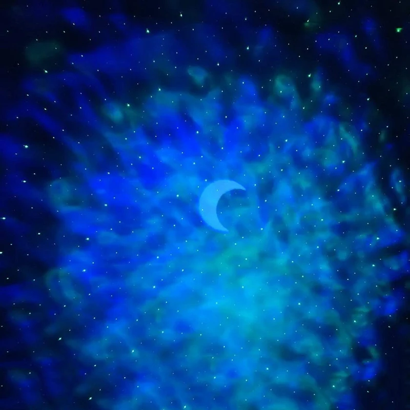 

USB Polygonal Moon Music Projector Rotating Ocean Water Pattern Starry Sky Light Projector Night Light