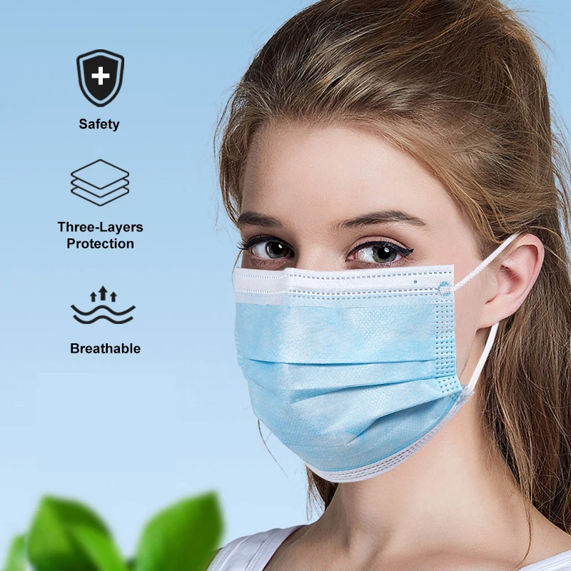 В наличии белые маски для защиты лица синие одноразовые 3 слойная Пылезащитная