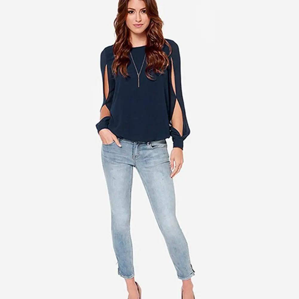 Women\'s Fashion Loose Sexy T-shirt Long Sleeve Chiffon Casual Blouse Shirt Tops Clearance Sale Items