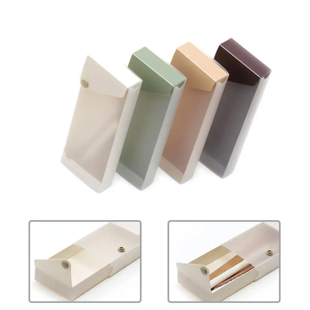 Корейский простой выдвижной пенал пластиковый матовый большой емкости для