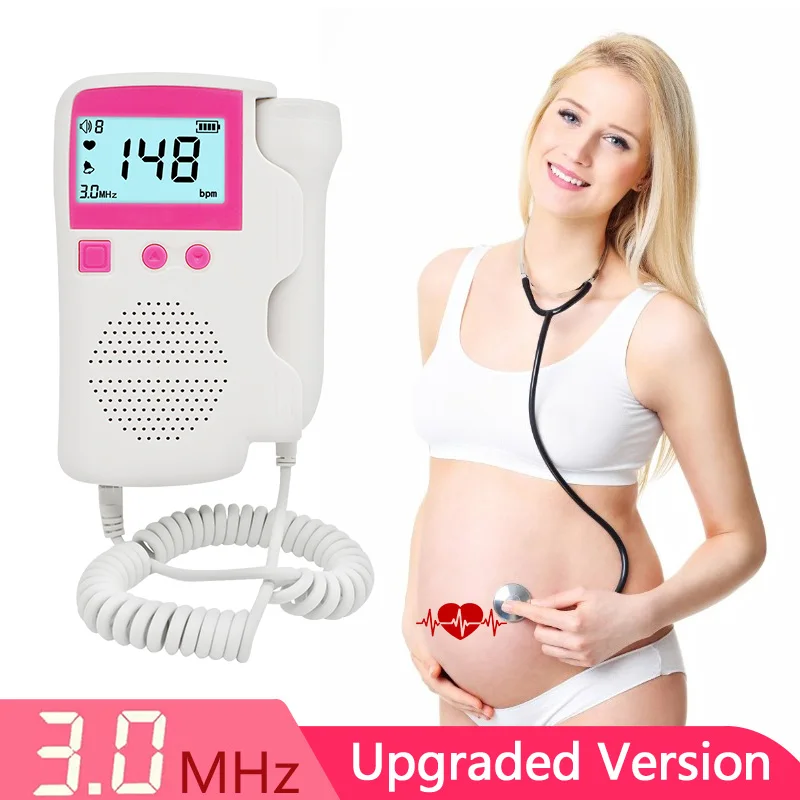 

3.0MHz Doppler Fetal Heart rate Baby Monitor Women Home Pregnancy Baby Fetal Sound Heart Rate Detector LCD Display No Radiation