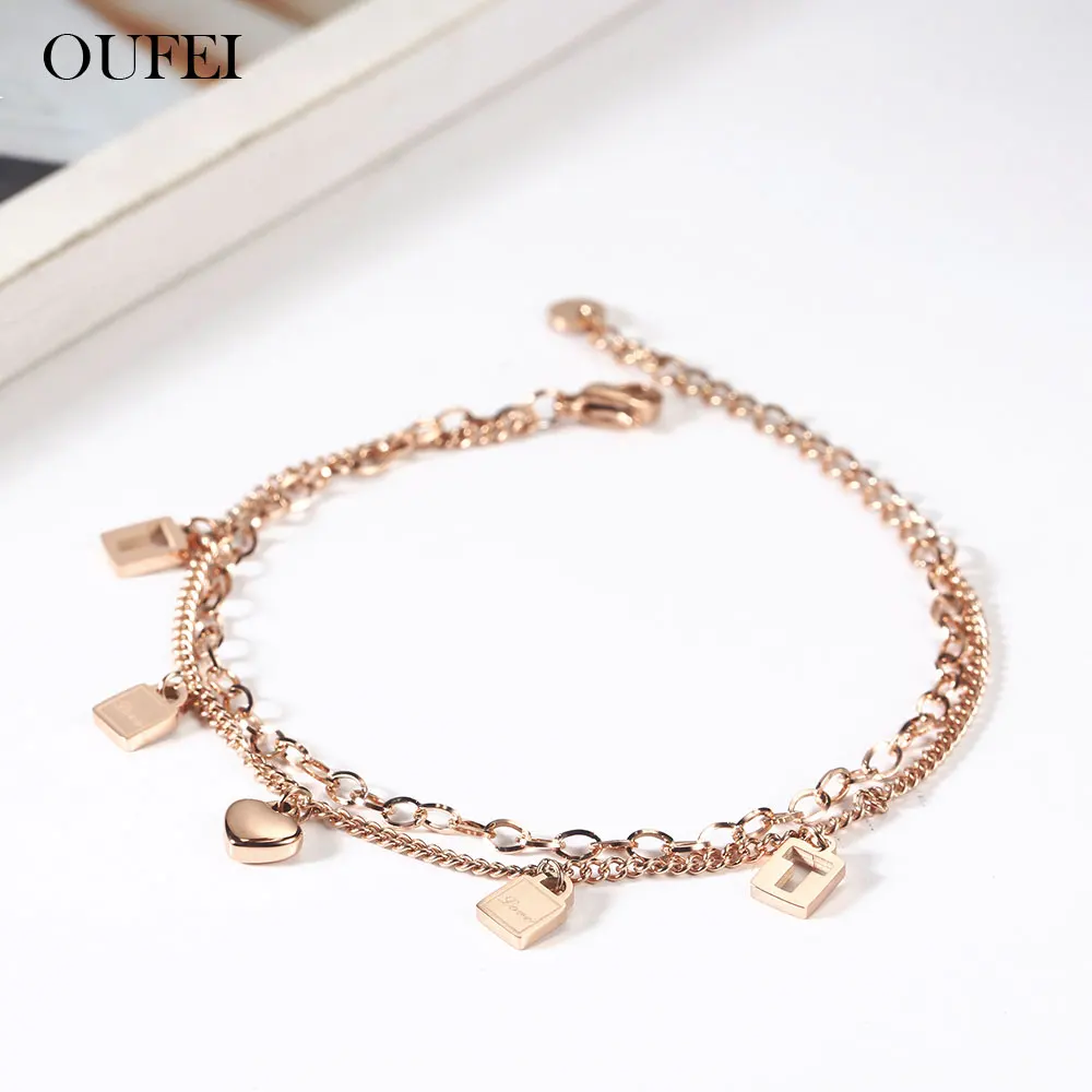 OUFEI женские ювелирные изделия из нержавеющей стали многослойные браслеты
